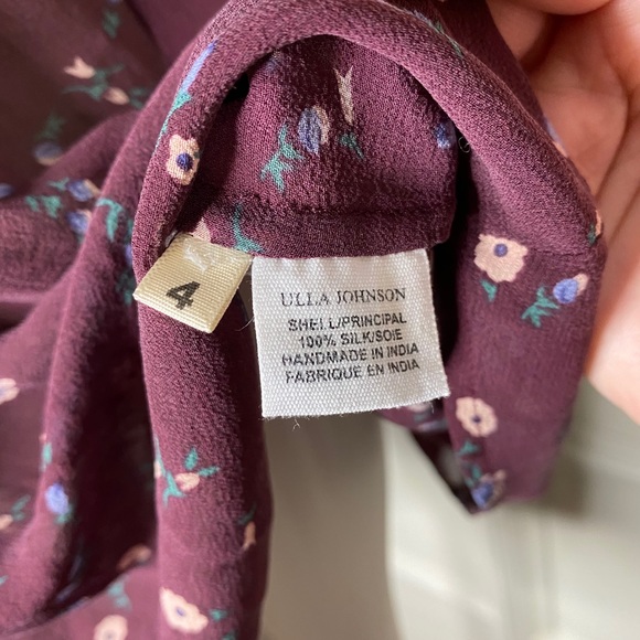 Ulla Johson Silk Floral Sheer Blouse Top Boho Bohemian Peasant Sz 4 - Picture 6 of 16